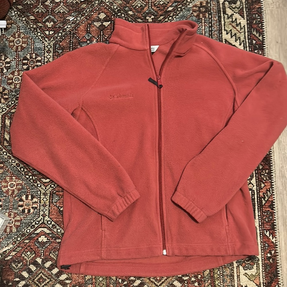 Columbia pink zip up fleece women’s medium